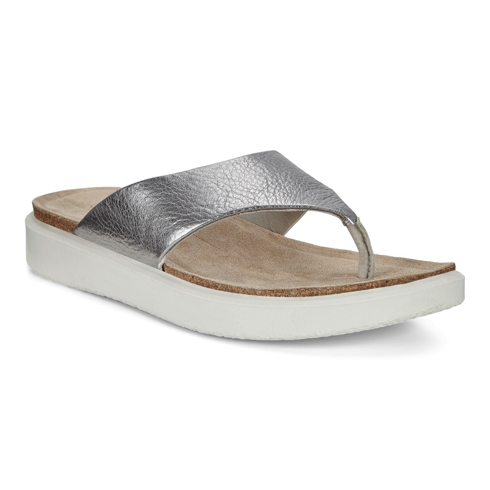 Sandalias Mujer - ECCO Corksphere Thong - Plateados - MUW617428